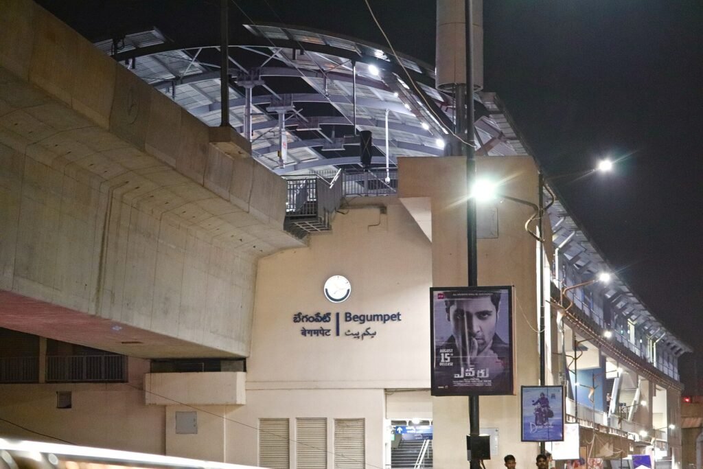 Begumpet Metro station in Hyderabad (August 2019), Hyderabad, a growing centre for cancer care