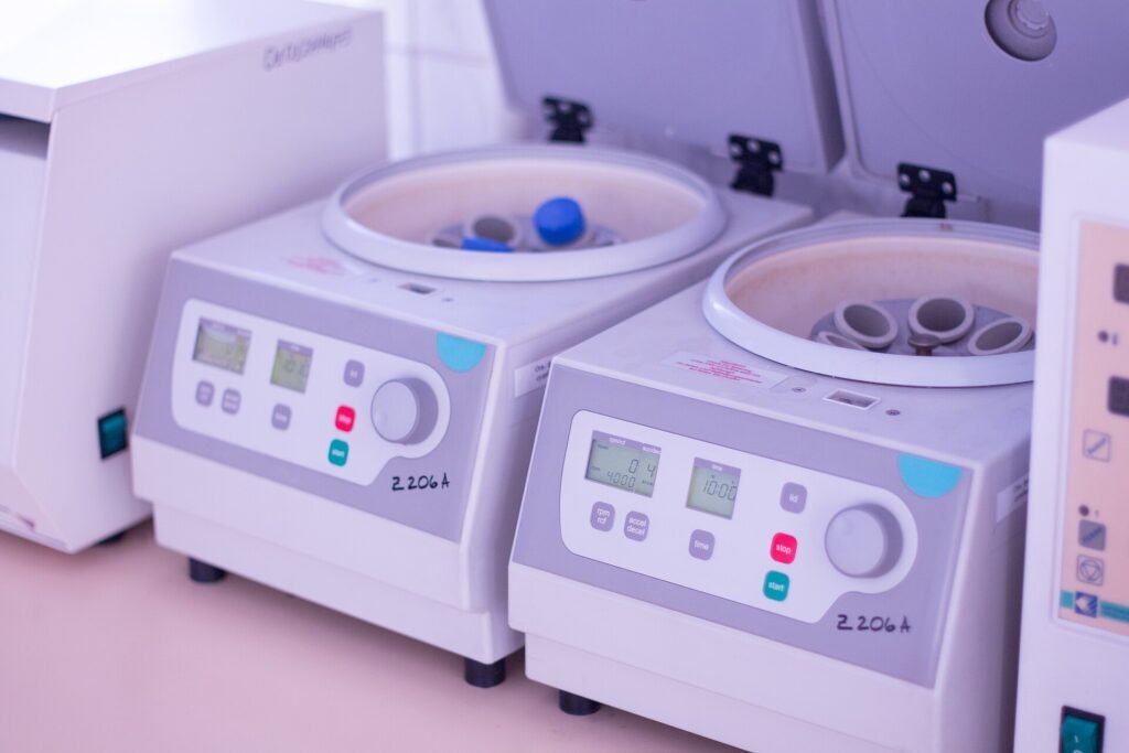 Laboratory centrifuge, used in laboratories that process blood samples