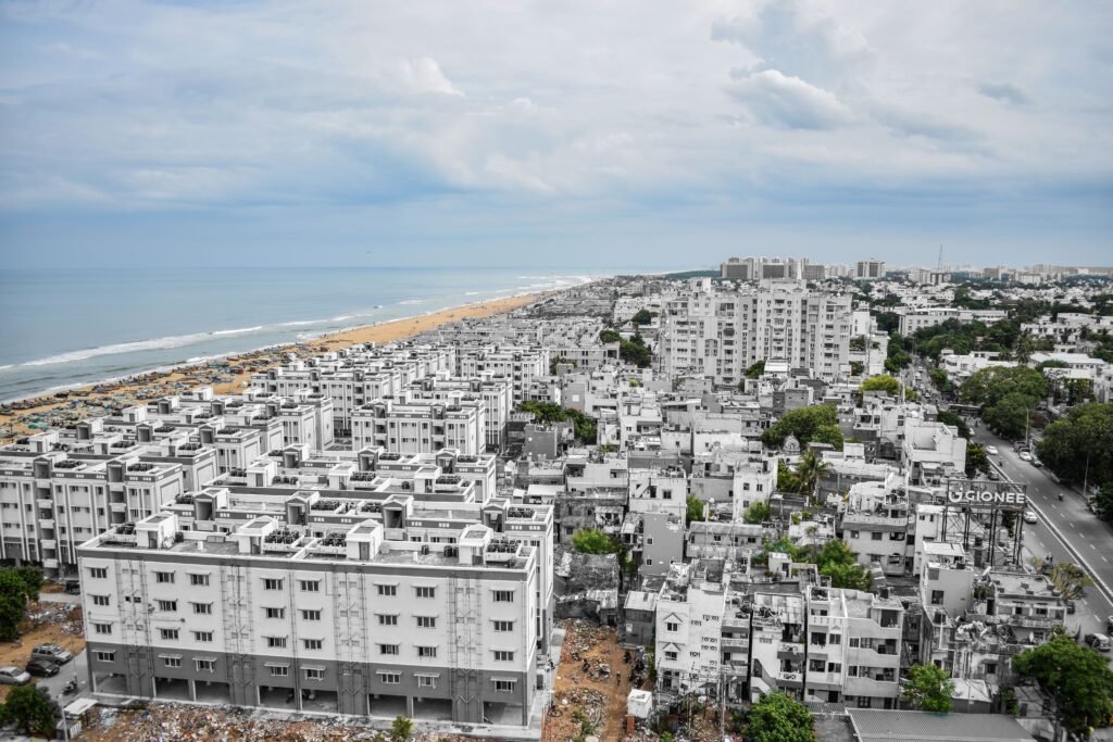Chennai skyline near Marina Beach