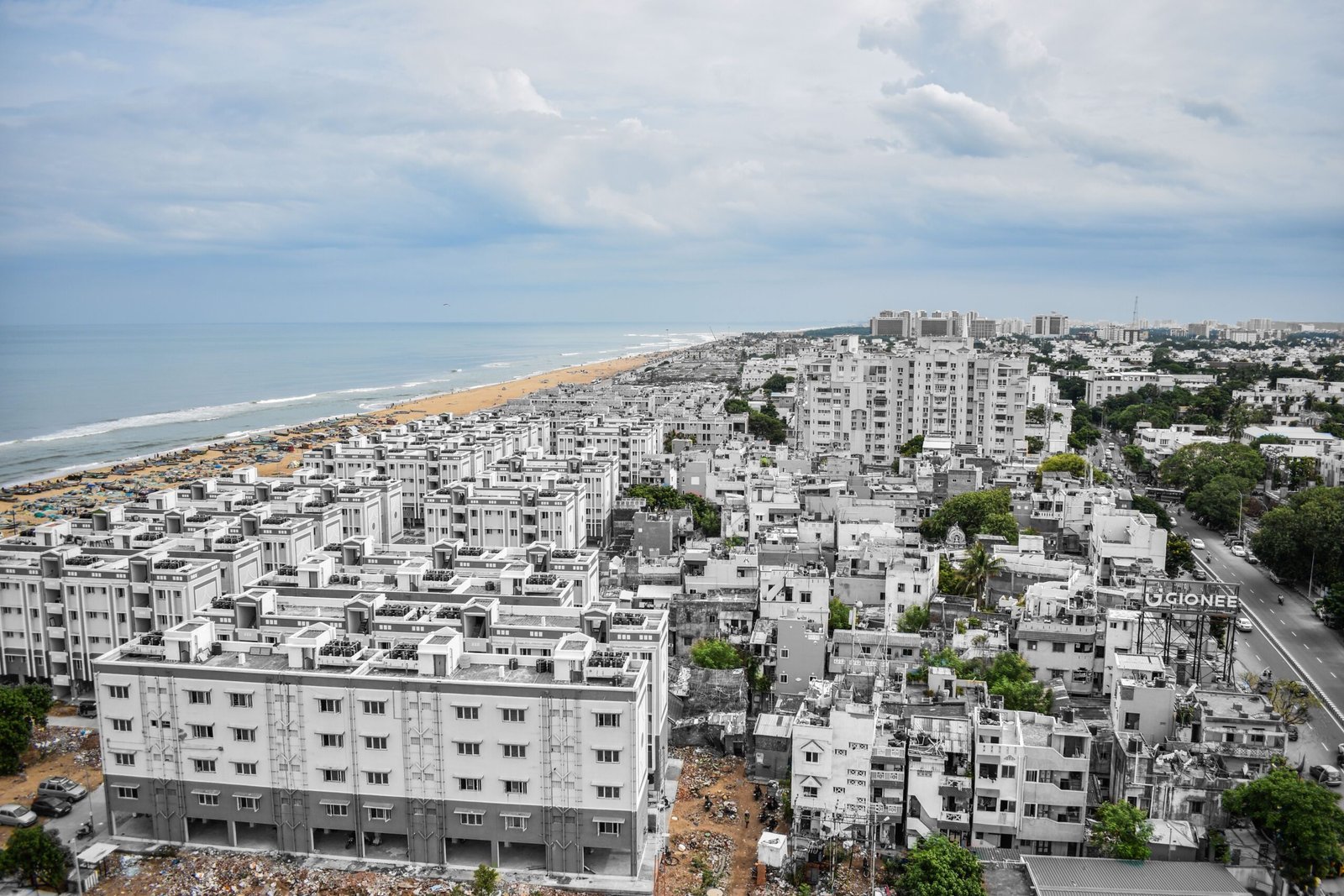 Chennai skyline near Marina Beach