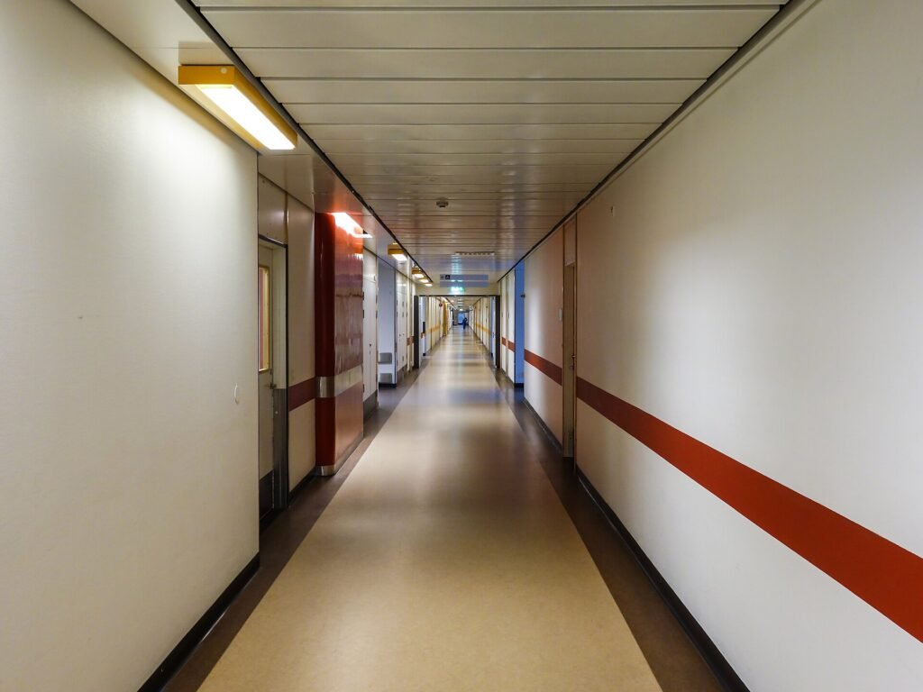 Corridor on the second level - NÄL hospital 1, the kind of well-organised hospital environment accreditation looks at
