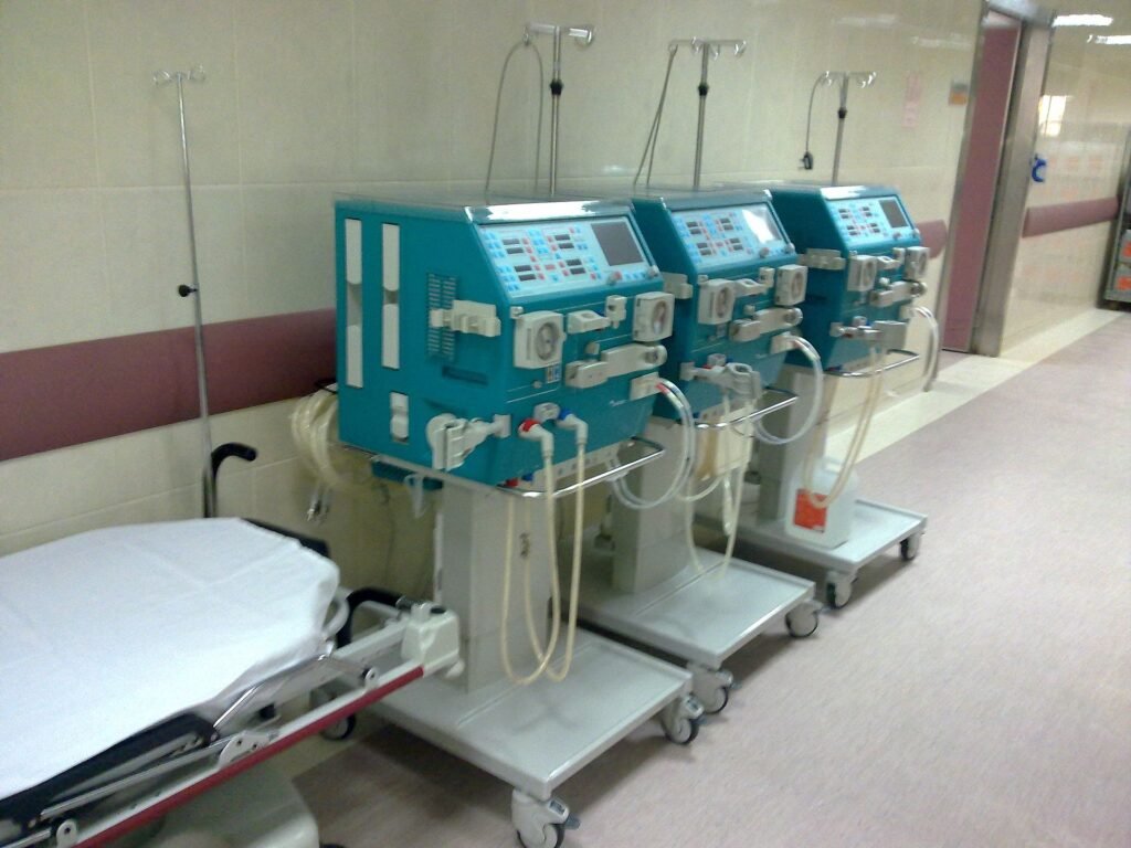 Dialysis machines by irvin calicut, dialysis, which many kidney patients need before a transplant