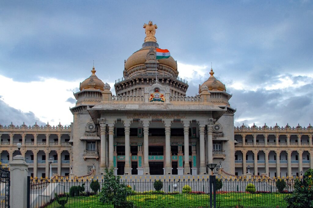 Vidhana Soudha, front, a Bangalore landmark