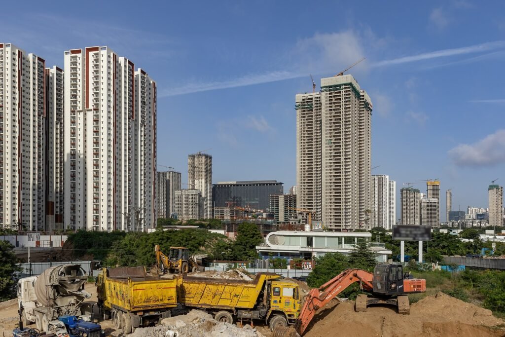 Financial District, Hyderabad - Skyline featuring Aparna Zenon and SAS iRA under construction, where several large hospitals are located in western Hyderabad
