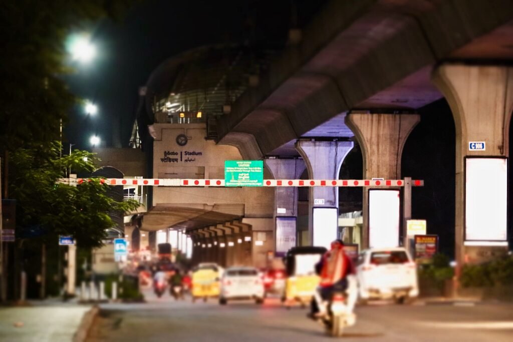 Stadium Metro station in Hyderabad (August 2019), Hyderabad Metro, useful for getting around the city