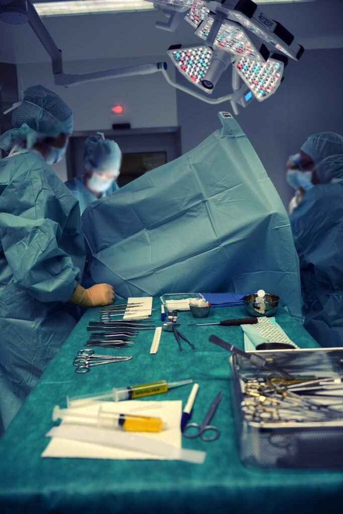 Surgical tools laid out in an operating room