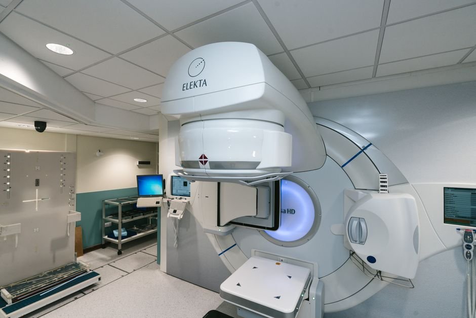 High-tech radiotherapy machine used for cancer treatment in a hospital