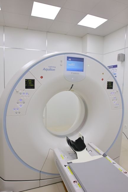 High-tech MRI machine in a hospital diagnostic room