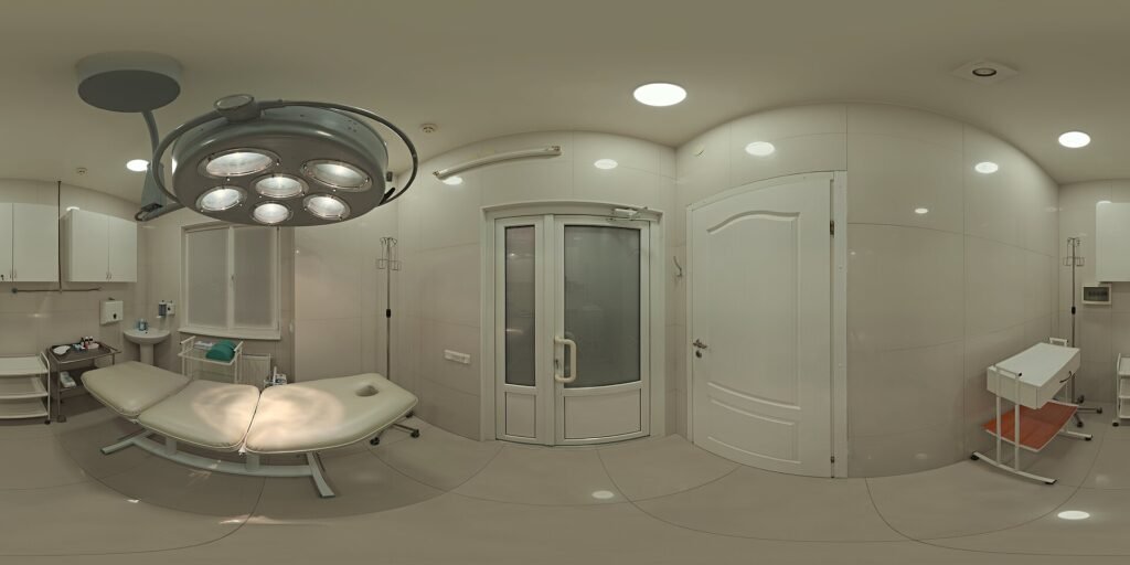Hospital room – Panorama (Oliksiy Yakovlyev via Poly Haven), a private hospital room