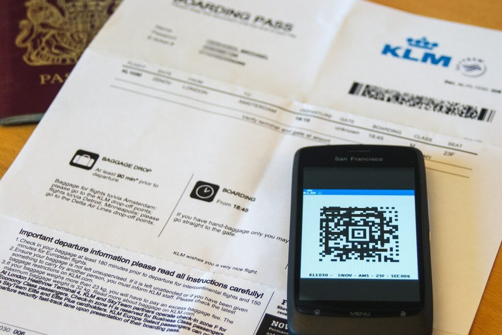 Mobile boarding pass KLM, part of planning international travel for treatment