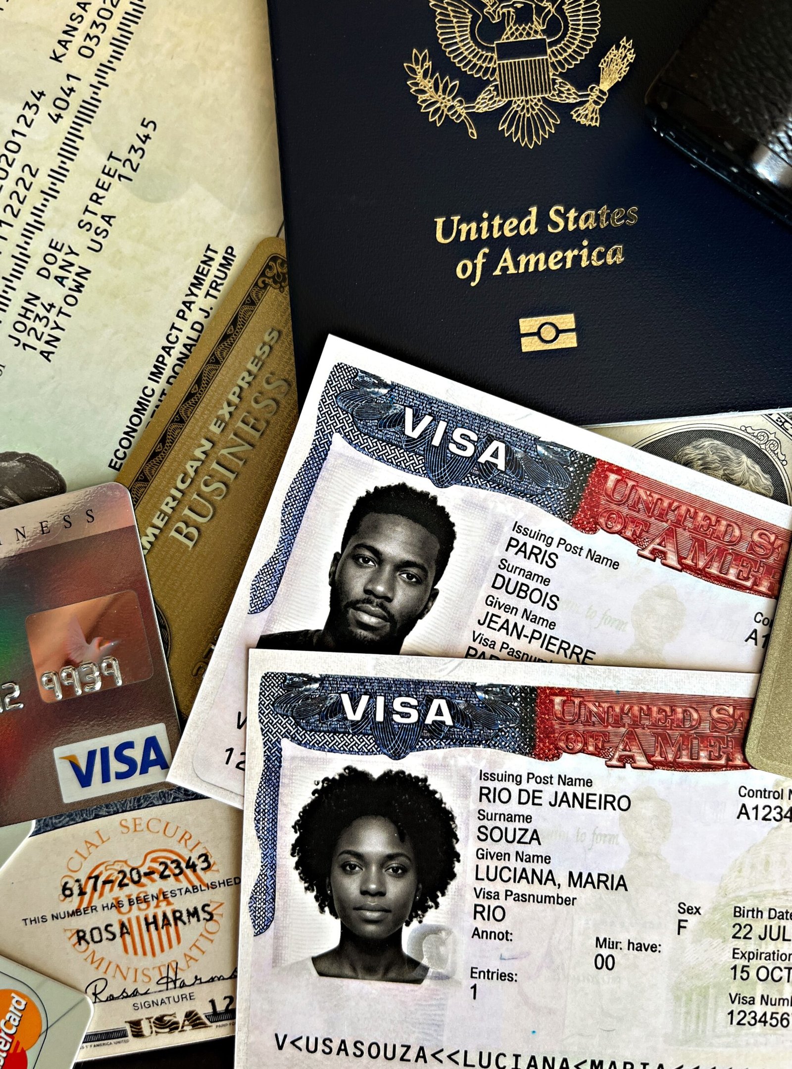 Visas, passport, and credit cards for travel