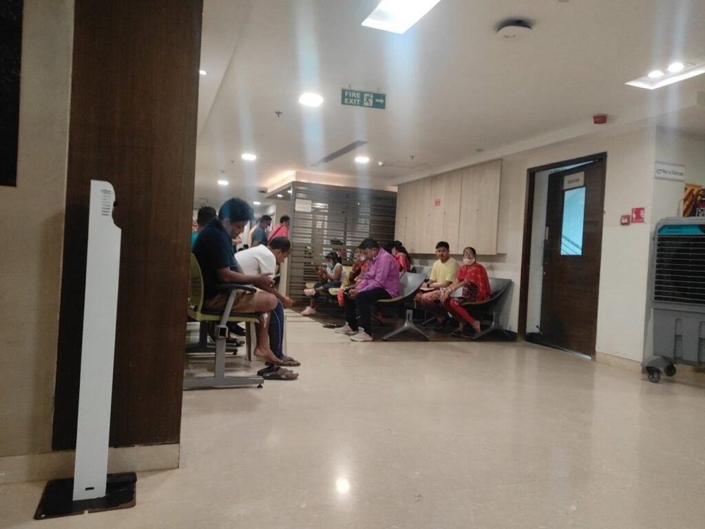 Hospital waiting area, where patients and families wait for appointments