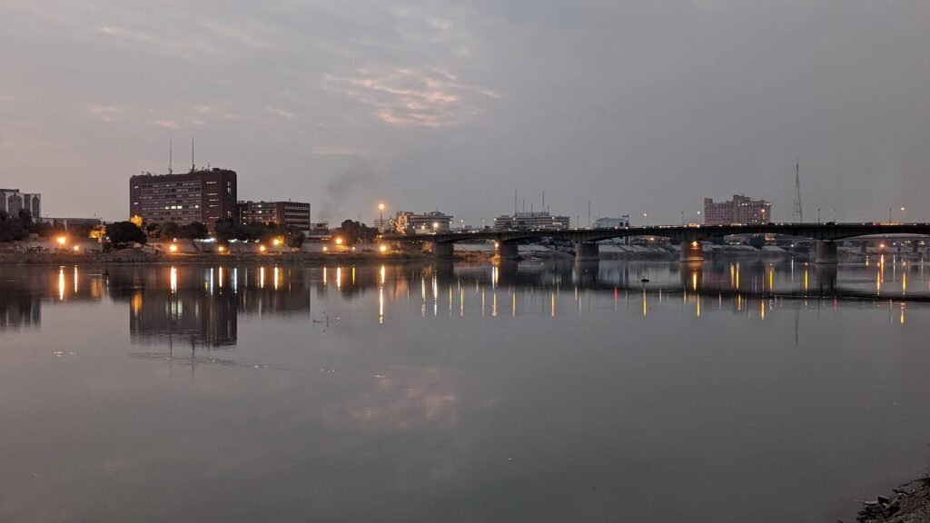 The Tigris river in Baghdad, Iraq, in the evening