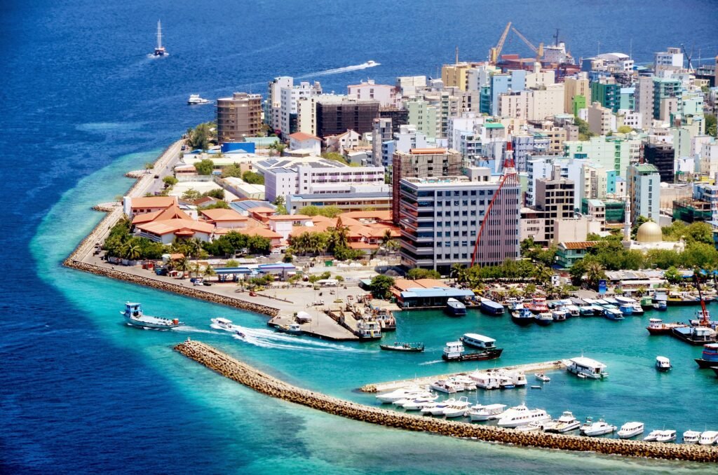 Aerial view of Male, the capital of the Maldives